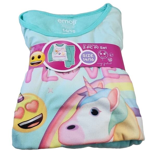 Emoji 2-Piece Pajama Set, I Love Unicorns, 14/16 - Picture 1 of 5